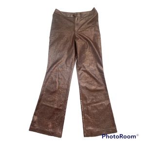 Vintage Betsey Johnson Faux Leather Flare High Rise Pants Penny Lane Boho Rock